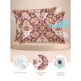 thumbnail image 2 of Red Boho Pillow Cases King Size Set of 2, Smooth Satin Pillowcase for Hair and Skin, Country Vintage Aesthetic Ethnic Aesthetics Decorative Cooling Bed Pillow Covers with Zipper, 20x36 Inches, 2 of 5