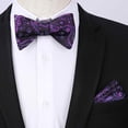 thumbnail image 4 of HISDERN Men Paisley Suspender Bow Ties Set Pocket Square Set Adjustable 6 Clips Braces Purple Black, 4 of 7