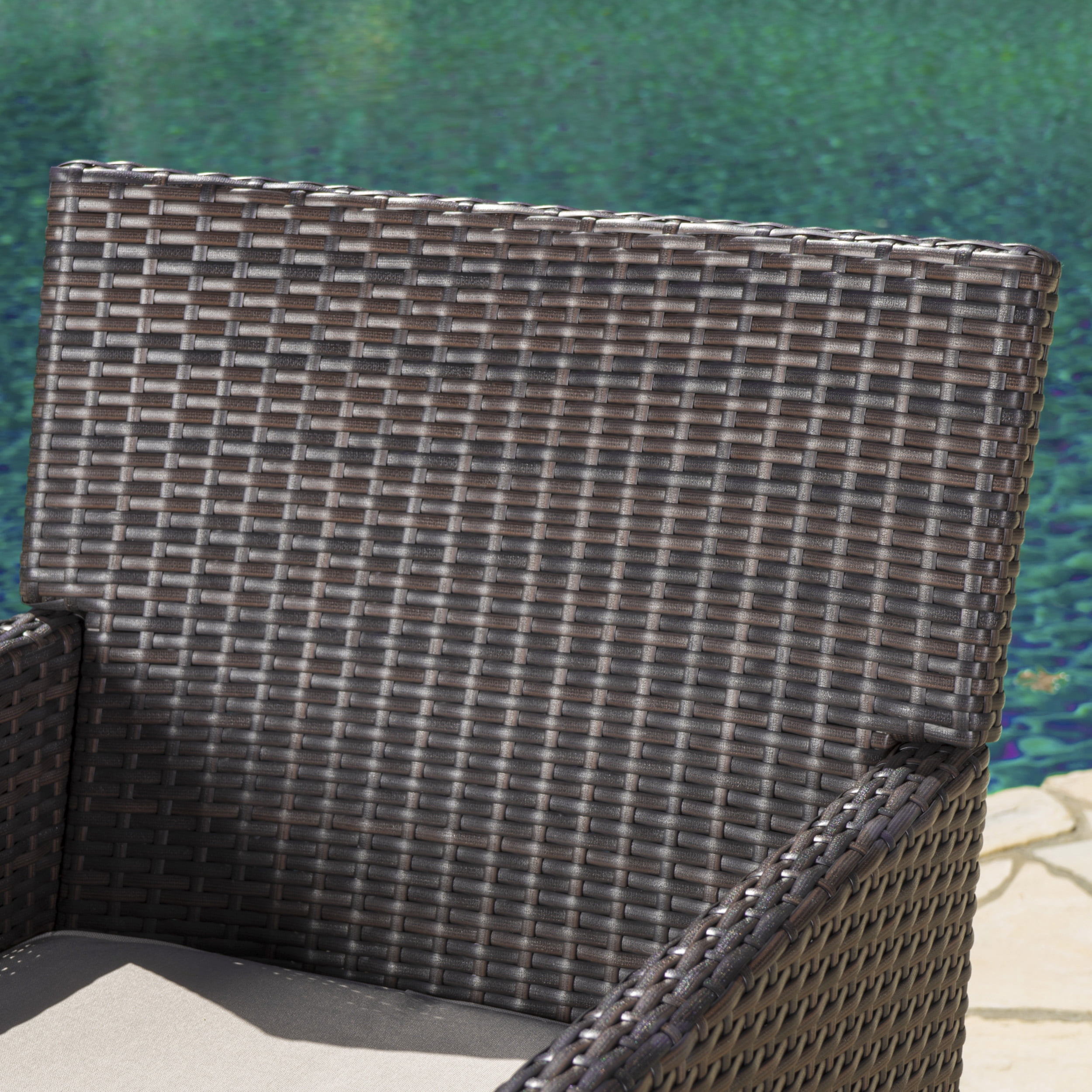 Clarance Outdoor Wicker Dining Chairs with Cushions, Set of 2, Multibrown, Light Brown