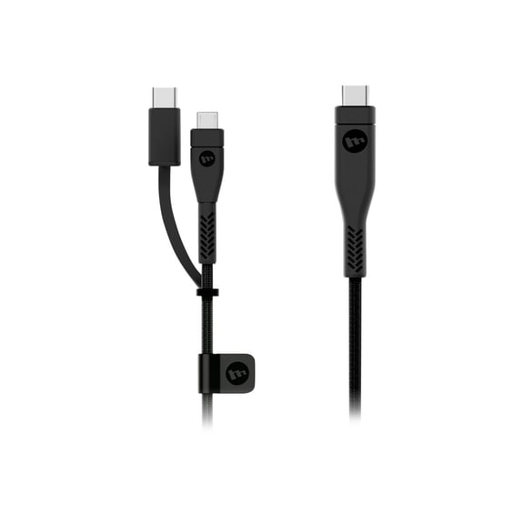 Mophie 2 Meter PRO Cable - Micro USB 2.0 Switch-Tip USB-C to USB-C to Micro USB Cable - Black