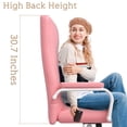 thumbnail image 4 of Genpo Pink Desk Chair, High Back Leather Executive Office Chair for Girl and Women, Adjustable Height Computer Desk Chairs with Wheels and Arms, 4 of 8