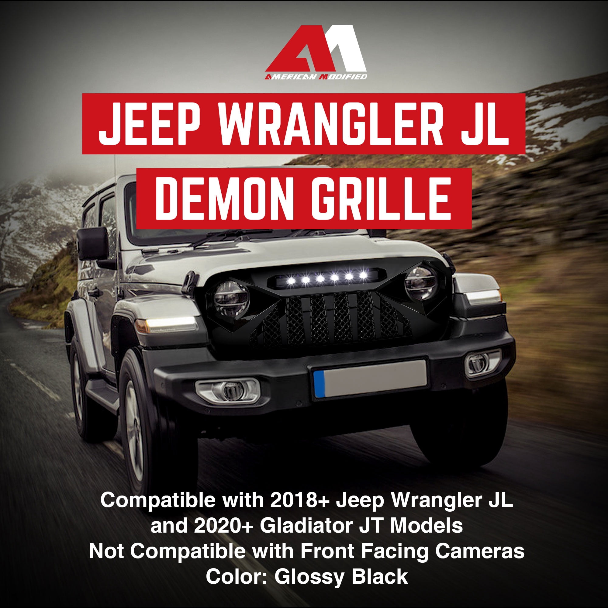AMERICAN MODIFIED Shark Grille for 2018+ Wrangler JL & 2020+ Gladiator JT