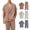 Khaki, variant on Beauty-Emily Men's Casual Double-Breasted Short Sleeve Suit Set – Relaxed Fit Blazer & Drawstring Pants, Comfortable Lounge Suit for Home, Vacation & Casual Outings
