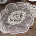 thumbnail image 3 of Oleegame 1PC Placemat Lace Tablecloth 1 Pcs Round Rose Embroidered Table Cloth Crochet Table Runner Overlay Wedding Party Dinner Decor Beige, 3 of 4