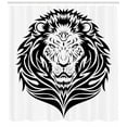 thumbnail image 3 of Black and White Shower Curtain, Monochrome Lion Head Portrait African Animal Design Jungle Wildlife, Fabric Bathroom Set with Hooks, 69W X 84L Inches Extra Long, Black and White, by Ambesonne, 3 of 3