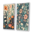 thumbnail image 3 of Designart "Retro Pastel Vintage Wildflowers III" Abstract Botanicals Framed Wall Art Set Of 2 - Modern Pink Framed Canvas Set For Living Room Decor, 3 of 6