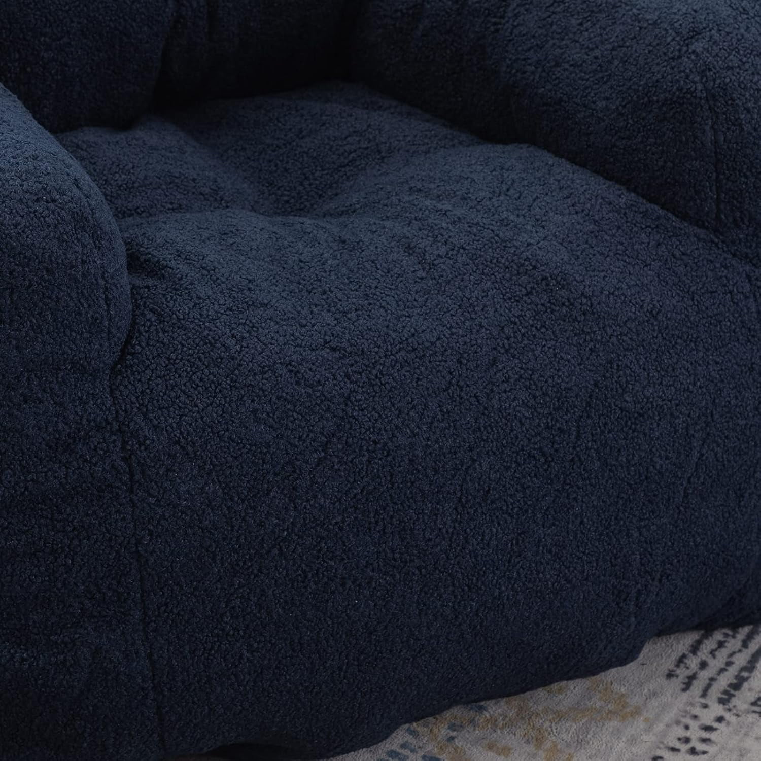 DreamBuck Bean Bag Chairs, Soft Tufted Foam Bean Bag Chair with Teddy Fabric for Adults and Kids, Comfy Lazy Sofa for Living Room, Bedroom, Big Bean Bag Chair for Gaming, Reading, Dark Blue
