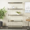 thumbnail image 2 of DecMode 38" x 69" Silver Metal Rectangular 4-Tier Shelving Unit with Clear Glass Top and Acrylic Legs, 1-Piece, 2 of 9