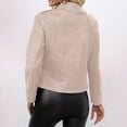 thumbnail image 7 of Tianiyouqing Womens Faux Suede Jacket 2024 Fall Winter Clothes Casual Zipper Cropped Coat Bomber Biker Moto Jackets Outwear Complexion M, 7 of 7