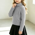 thumbnail image 5 of BLVB Girls Turtleneck Sweaters Long Sleeve Jumper Tops Teen Kids Casual Soft Pullover Fall Winter Outfits(Gray,11-12 Years), 5 of 6