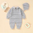 thumbnail image 4 of NOKIO Baby Boy Girl Knit Romper Cotton Long Sleeve Sweater Jumpsuit Clothes Baby Jumpsuit 1 Piece With Cute Hat Set, 4 of 9