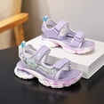 thumbnail image 4 of TOWED22 Toddler Little Girl's Open Toe Strap Flowers Sandals Summer Beach Shoes Non-Slip Rubber Soft Sole Princess Flats Purple,3, 4 of 9