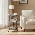 thumbnail image 5 of ZEXVIDA Vintage Small Round Side Table, 3-Tier Slim Circular End Table with Storage Shelf, Compact Tea Sofa Side Table, Round Corner Coffee Table Nightstand for Living Room Bedroom Small Spaces,Grey, 5 of 11