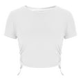 thumbnail image 3 of Jalioing Women's Crop Tops Side Drawstring Ruched Summer Shirts Trendy Slim Going Out Short Sleeve T Shirt, 3 of 7