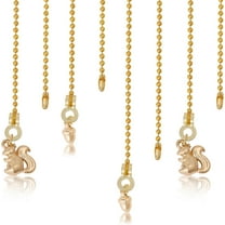 Brass Ceiling Fan Pull Chain Extenders with Iron Ball Chain Squirrel & Acorn Golden 326~333mm 4pcs/set Brass