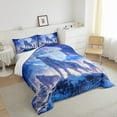 thumbnail image 4 of 3D Wolf Bedding Comforter Sets Winter Wolves On The Snow Mountain Bedding, Wild Animal Printed Comforter Set for Teens Adults Men Galaxy Moon Starry Sky Duvet Insert Twin 2Pcs (Blue), 4 of 6