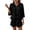 Black, variant on Women's 2 Piece Linen Short Set V Neck 3/4 Sleeve Oversized Beach Vacation