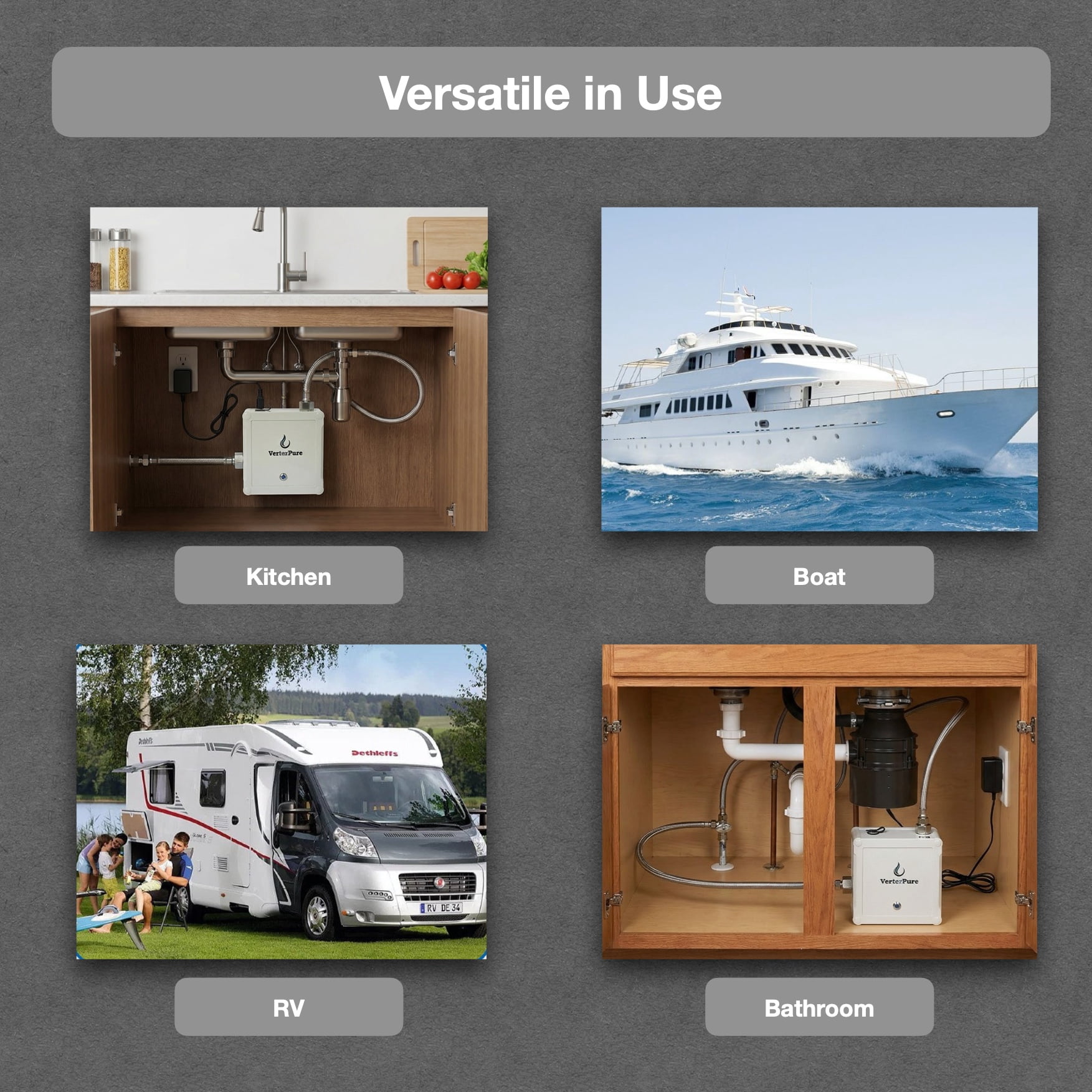 VerterPure VP6 Mini UV-C LED Ultraviolet Automatic Shut Off Under-Sink Filtration System