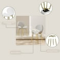 thumbnail image 4 of Hassch Set of 2 White Teddy Velvet Dining Chairs, Contemporary Upholstered Accent Side Chairs with Gold Legs for Kitchen & Dining Room, 4 of 8