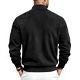 thumbnail image 4 of FRSASU Men's Suede Bomber Jacket Zip‑Up Stand Collar Long Sleeve Casual Lightweight Outerwear with Side Pockets Black, 4 of 7