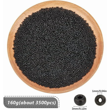 160g Glass Seed Beads Opaque Colors Round Black 3mm Diameter 1mm Hole 160g per Set Jewelry Craft Beads