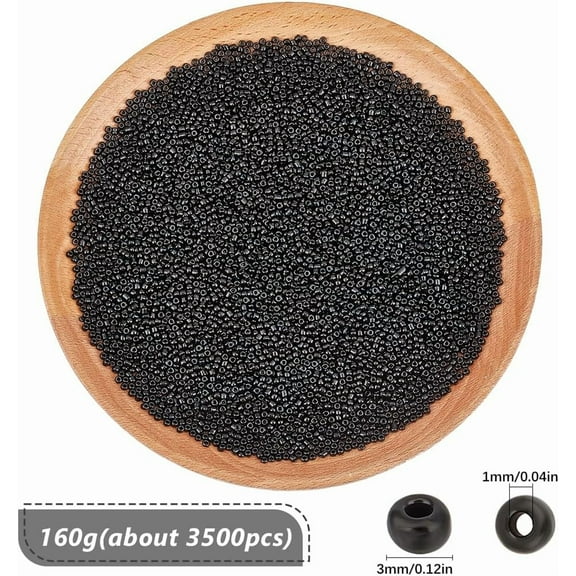 160g Glass Seed Beads Opaque Colors Round Black 3mm Diameter 1mm Hole 160g per Set Jewelry Craft Beads