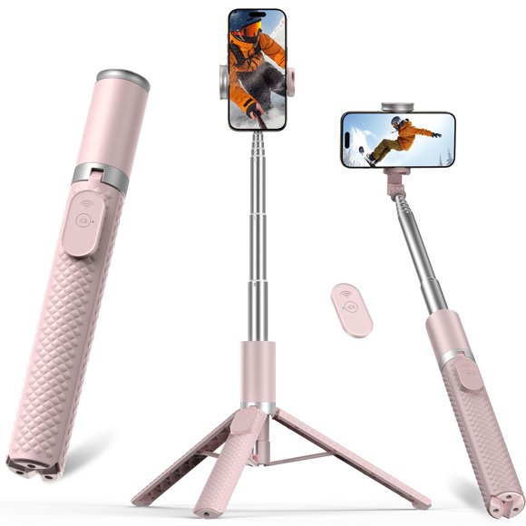 Trípode y palo selfie Vimose de 62 pulgadas para iPhone (rosa)