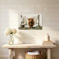 thumbnail image 5 of Fun Highland cow wall art canvas decorative frame, clothesline and daisy pattern, rustic animal theme, suitable for home décor in country farmhouses, laundry rooms and kitchens., 5 of 10
