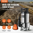 thumbnail image 2 of VEVOR 1HP Submersible Sump Pump 4020GPH 30FT Stainless Steel Automatic Switch, 2 of 9