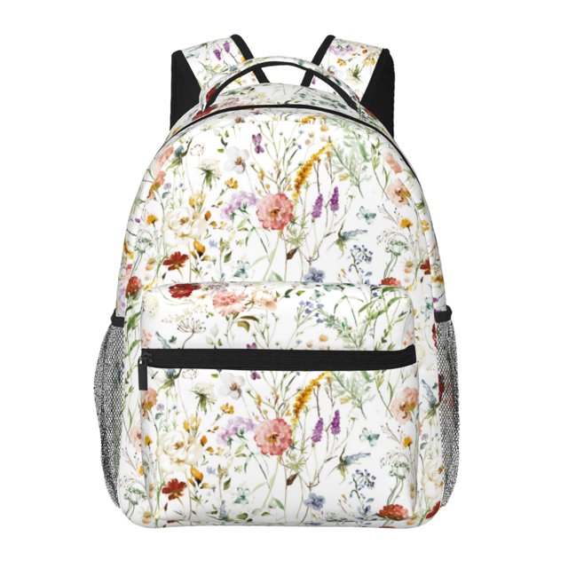 Disketp Wildflower Watercolor Mochila Estampada para Hombre y Mujer – Mochila Ligera Clásica con Múltiples Bolsillos para Universidad, Trabajo y Viajes-One Size