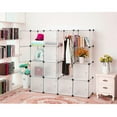 thumbnail image 3 of 16 Cube Portable Closet, Wardrobe Organizer with Hanging Rod, DIY Plastic Cube Storage Shelves Bedroom Armoire Bookcase, 3 of 9