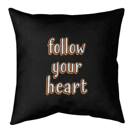 UPC: 0670507530814 | ArtVerse Quotes Follow Your Heart Quote Chalkboard Style Pillow-Faux Suede 16 x 16 Medium