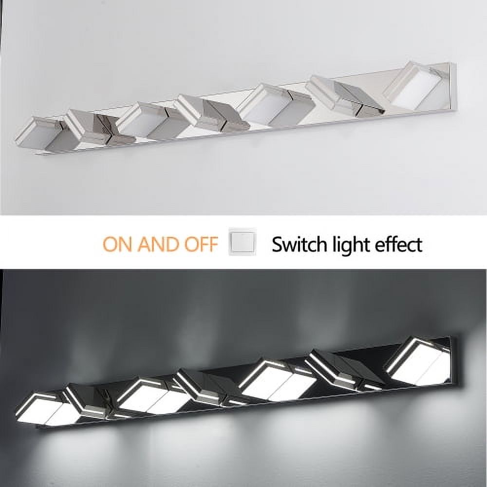Hi-LIGHTS,7-Lights Modern Chrome LED Vanity Light,Wall Sconce,Sleek Minimalist Design,Energy-Efficient for Bathroom,Dressing room,Living Room,Bedroom(Chrome)