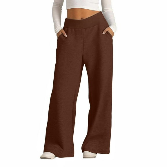 Ruimatai Women's High Waist Sweatpants Wide Leg Lounge Pants with Pockets Comfortable Soft Casual Trousers for Everyday Wear