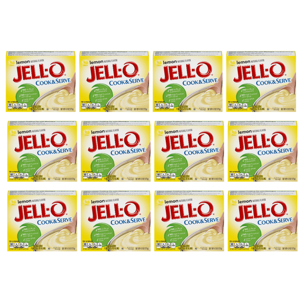 JellO Lemon Cook & Serve Pudding Mix 4.3 Ounce Box (Pack of 12)
