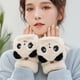 thumbnail image 2 of Guantes cálidos de invierno con tapa y suaves para estudiantes, guantes cálidos a prueba de frío con dibujos de pandas y dedos abiertos, 2 of 6