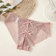 thumbnail image 2 of VONCOS Womens Sheer Lace Cheeky Panties Open Front Mesh Underwear - Low Rise Plus Size with Bow, Pink,Size 2XL, 2 of 3
