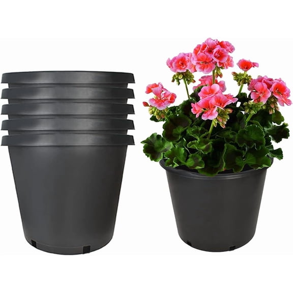 5-Pack 15 Gallon Round Premium Nursery Pot Plant Flower Seedling Container Garden Planter Pots for Indoor Outdoor Plants Flower Vegetables Black (15 Gallon)