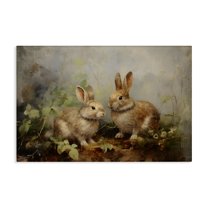 Stupell Industries Wild Rabbits in Nature Animals & Insects Painting Gallery Wrapped Canvas Art Print Wall Art, 24 x 16