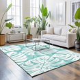 thumbnail image 3 of 3'x5' Area Rugs, Teal Green Monstera Deliciosa Indoor Outdoor Area Rug for Living Room Bedroom, Summer Botanical Tropical Washable Bathroom Rugs Kitchen Floor Carpet Mats Home Decor Aesthetic, 3 of 8