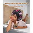 thumbnail image 6 of Satin Bonnet for Sleeping, Double Layer Hair Bonnet with Elastic Tie Band, Soft Night Cap for Curly and Straight Hair(Black(Flower)), 6 of 13