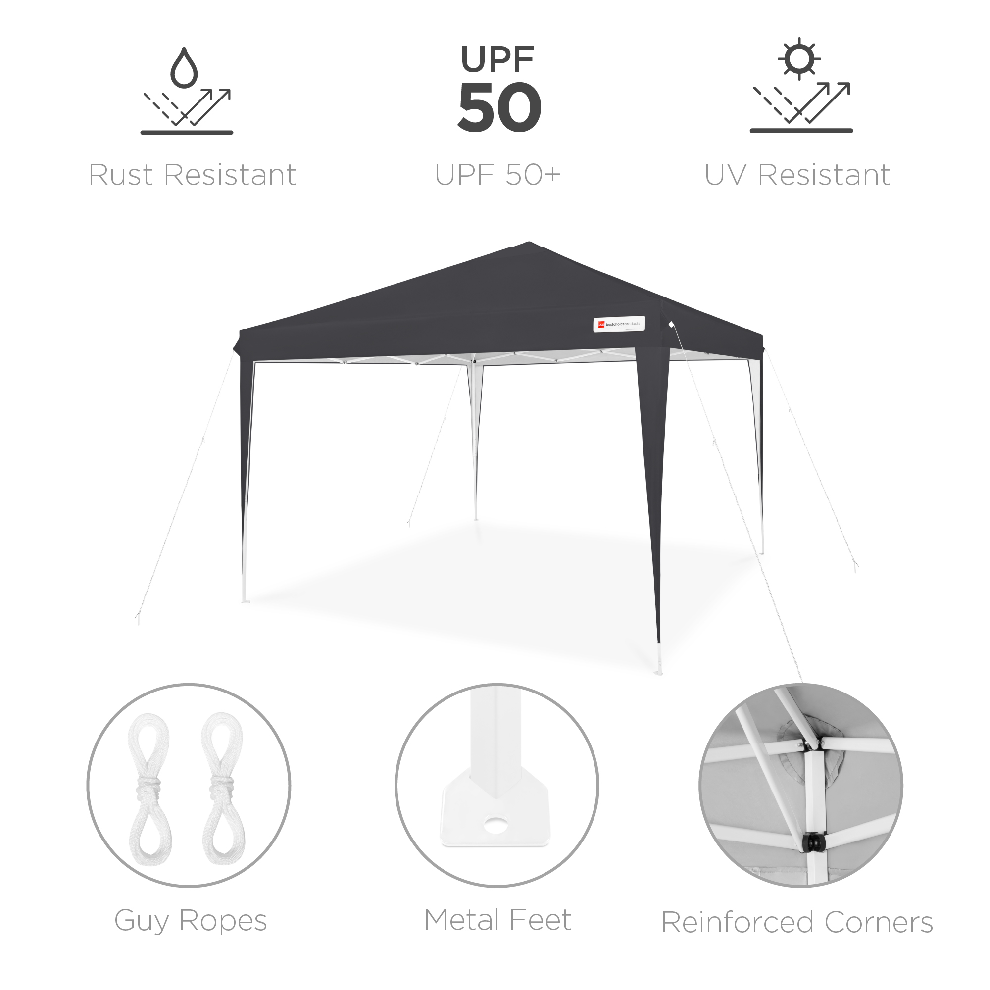 Best Choice Products 10x10ft Pop Up Canopy Outdoor Portable Adjustable Instant Gazebo Tent w/ Carrying Bag - Black - image 5 of 8