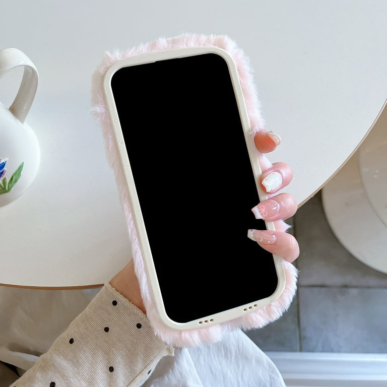 Compatible for iPhone 16 Plus Plush Furry Phone Case, Coloful Cute