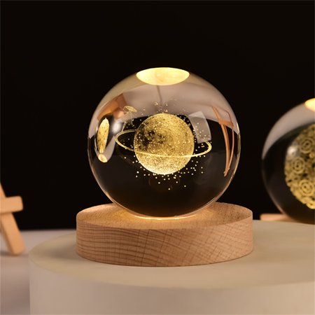 

6cm 3D Crystal ball Crystal Planet Night Light Gift Home Desktop Decoration Lighting