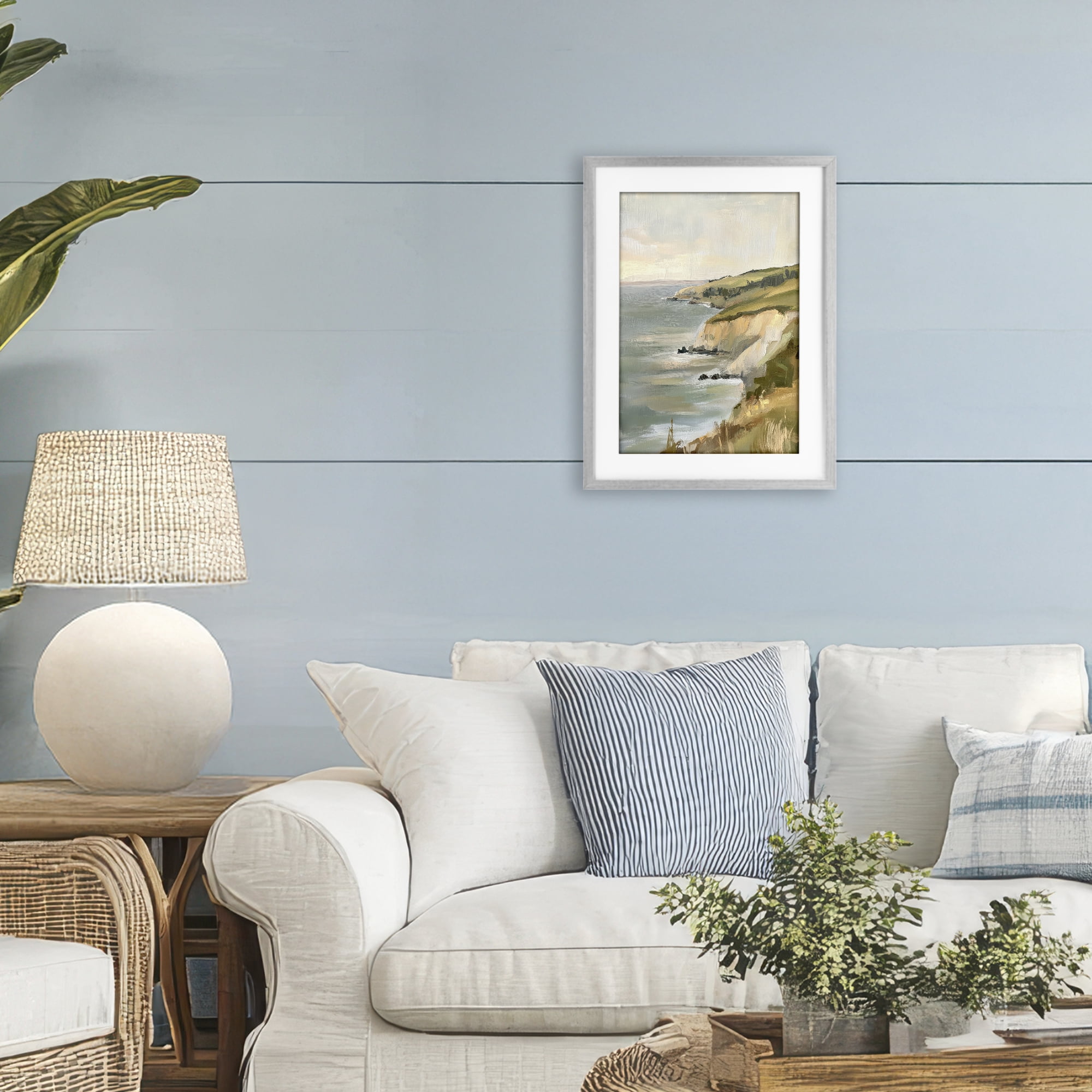 Stupell Industries Cliffs Off The Sea Gray Framed Print Under Glass, design by Petal Prints Design