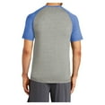 thumbnail image 2 of Mens Tri-Blend Wicking Polyester/Cotton/Rayon Raglan Tee True Royal Heather/ Light Grey Heather Small, 2 of 8