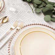 Crown Display 60-Pack Premium Disposable Plastic Dinner Set - Classic Cream With Gold Rim
