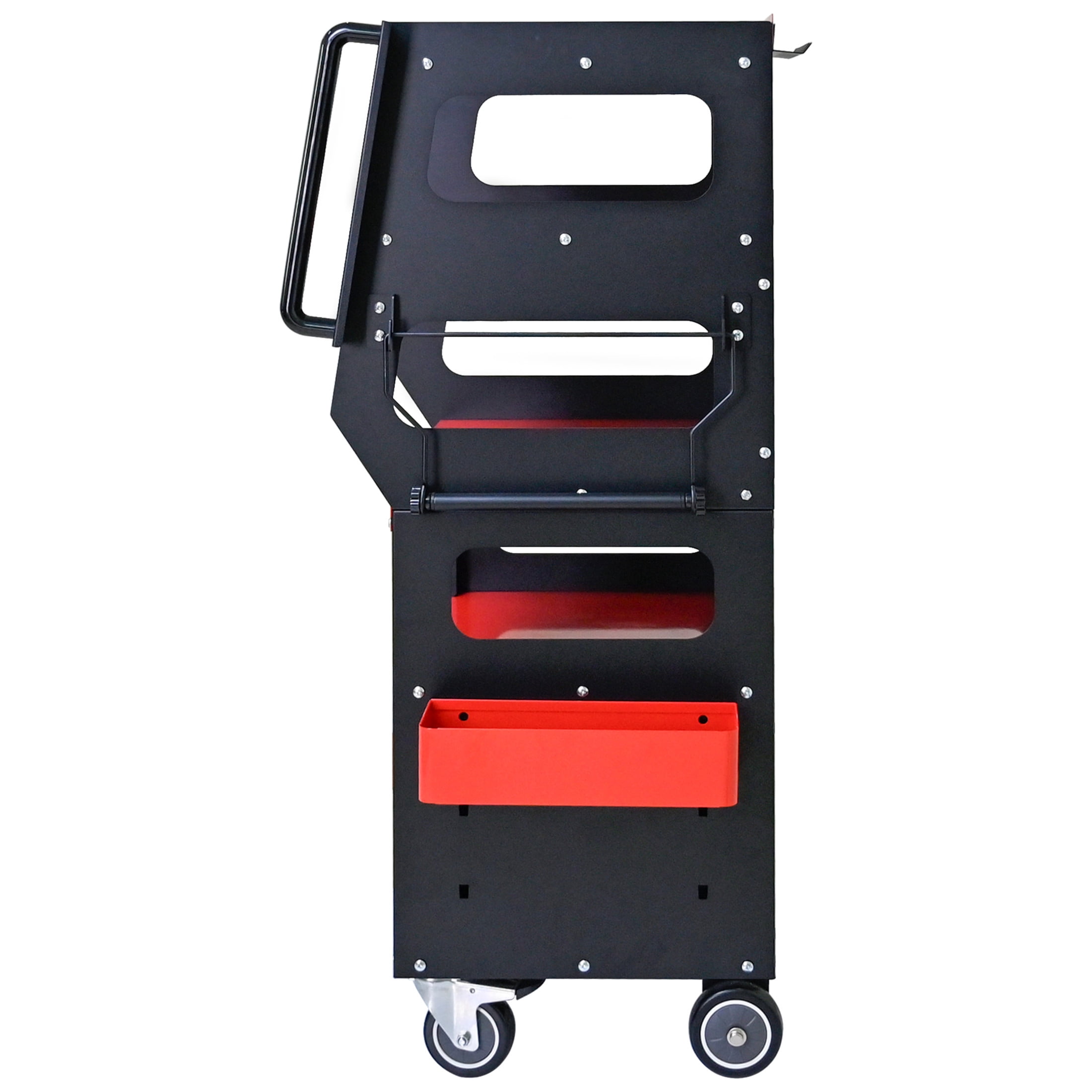 Noble House 17" 4-Level Multi-functional Diagnostic Trolley, Car Equipment Cart with Locking Cabinet, Black & Red