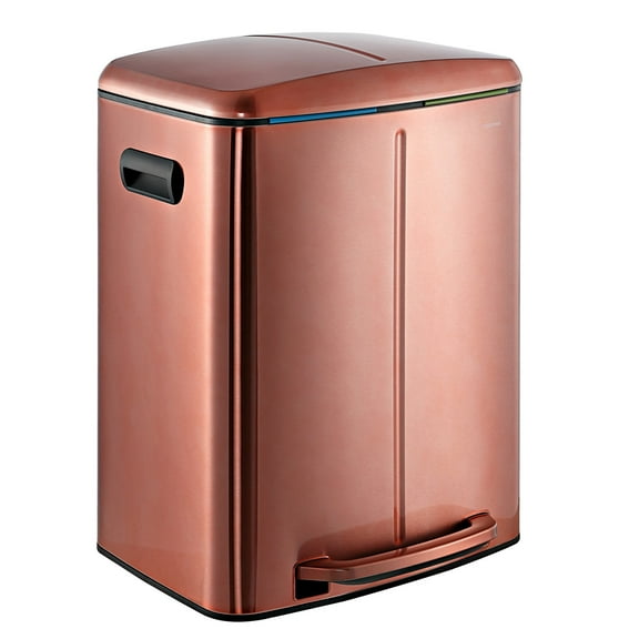 happimess Marco Rectangular 10.6-Gallon Double Bucket Trash Can with Soft-Close Lid, Rose Gold, HPM1005D