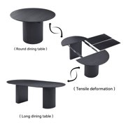 Kevinplus 86.61” Expandable Dining Table, Modern Kitchen Desk for Dining Room, Partment, Black